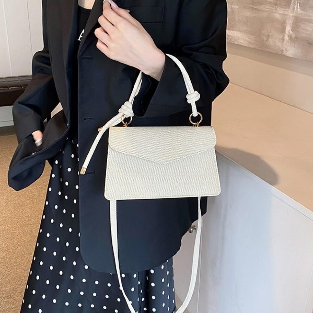Lightweight Knotted Rope Detail Handbag Stylish Square Crossbody Purse Daily Use