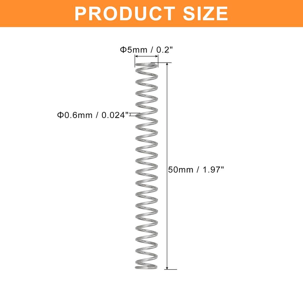 uxcell Set of 5 Compression Springs, Wire Diameter 0.02 Inch (0.6 Mm), Outer Diameter