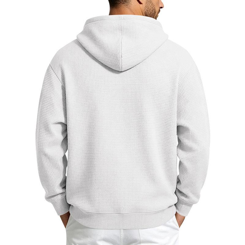 Herren Waffelstrick Kapuzenpullover Lockerer Schnitt Lässiges Sweatshirt