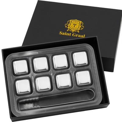 Ice Cube Birthday Present for Stainless Whiskey Stone [SaintGraal] Men, Non-melting Ice, Steel, Ice,