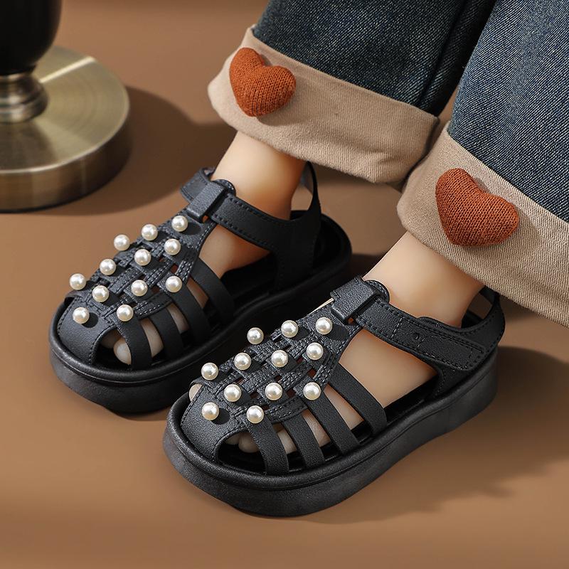 2024 Girls' Non-Slip Pearl Sandals - Soft Sole, Cute Princess Style for Outdoor & Beach