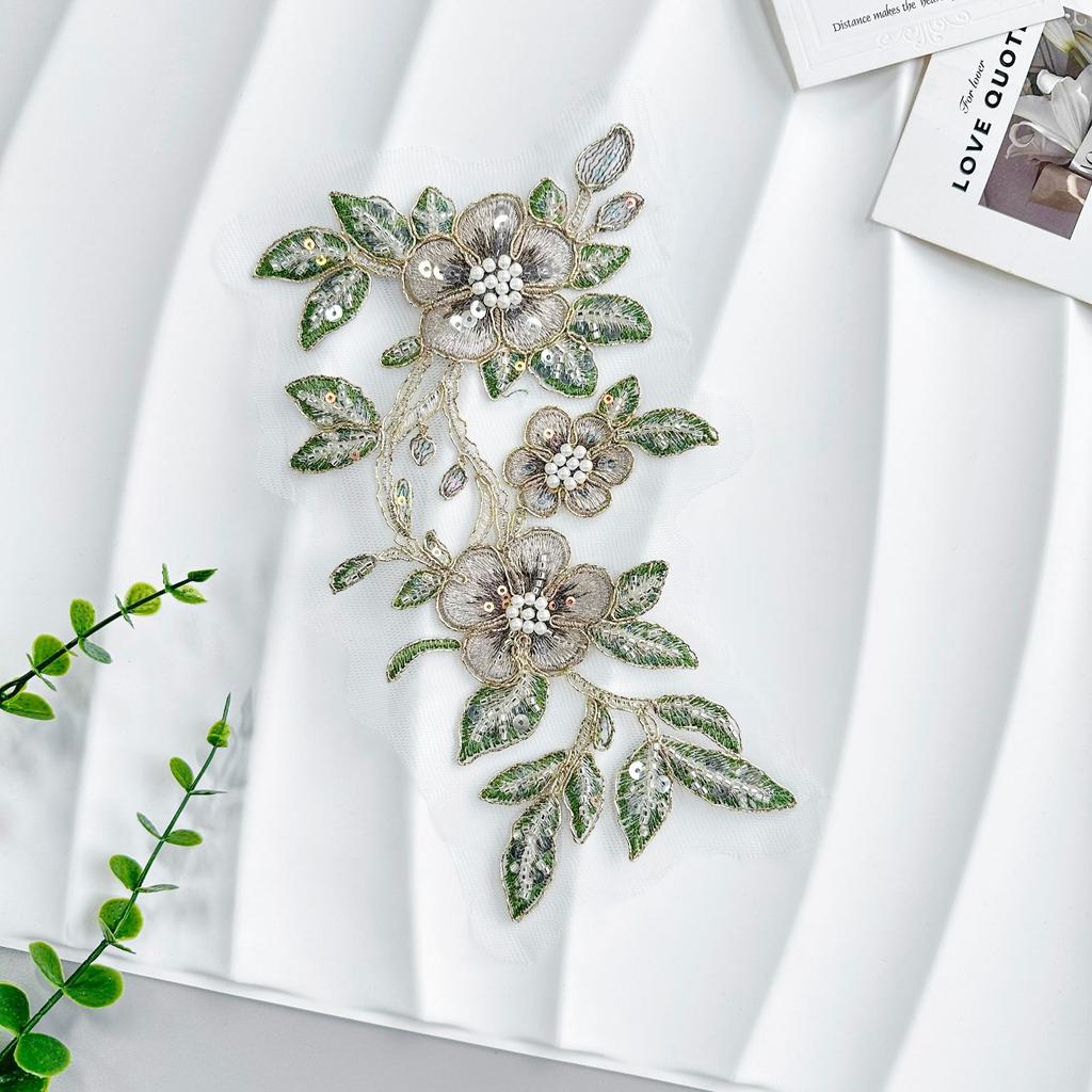 Embroidery Appliqués, Nail Beads, Sequins, Colorful Three-Dimensional Flower Accessories, Clothing, Hanfu Cheongsam, Decorative Fabric, Patch