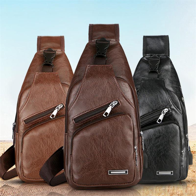 Men's Crossbody Bags Men's USB Chest Bag Designer Messenger Bag Leather Shoulder Bags Diagonal Package New Back Pack Travel 2025