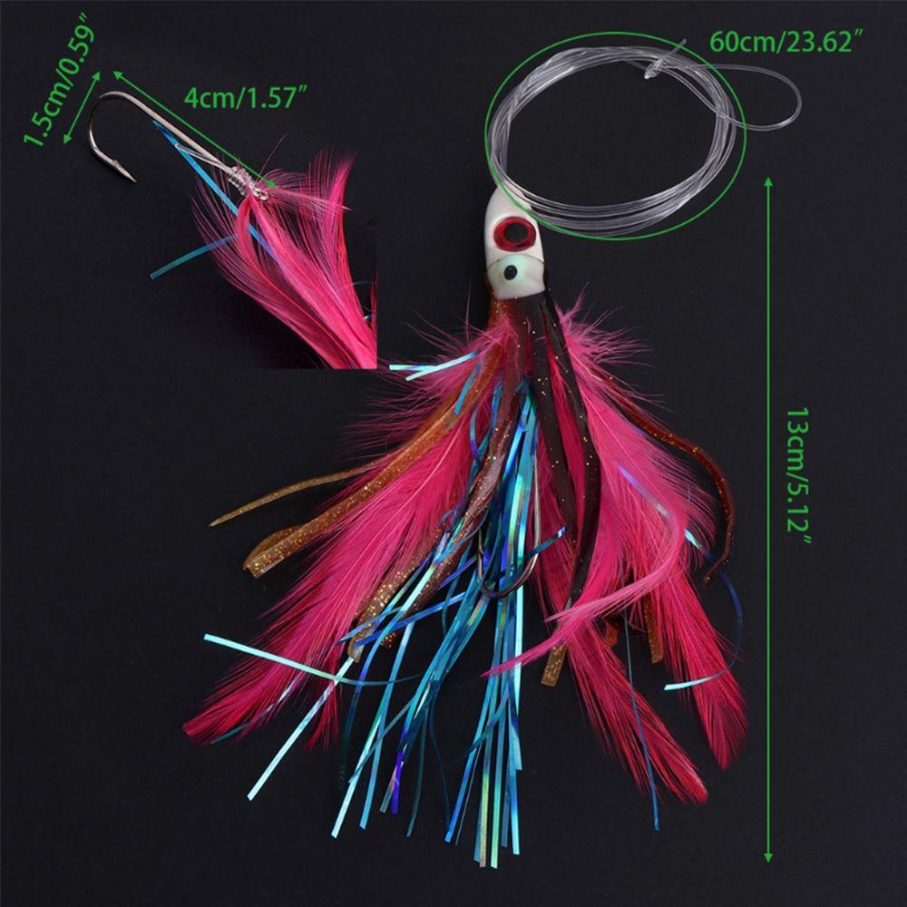 Fishing Tackle Squid Skirt Feather Lure long tail  String hook Tied up Saltwater Octopus Bait