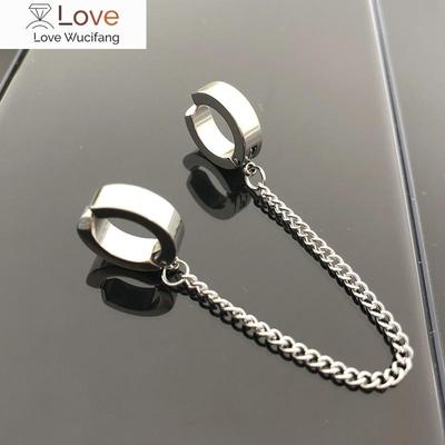 Stainless Steel Clip -On Fake Earrings Non -Piercing Earcuff Ear Clip Earrings Without Piercing Punk Personality Jewelry
