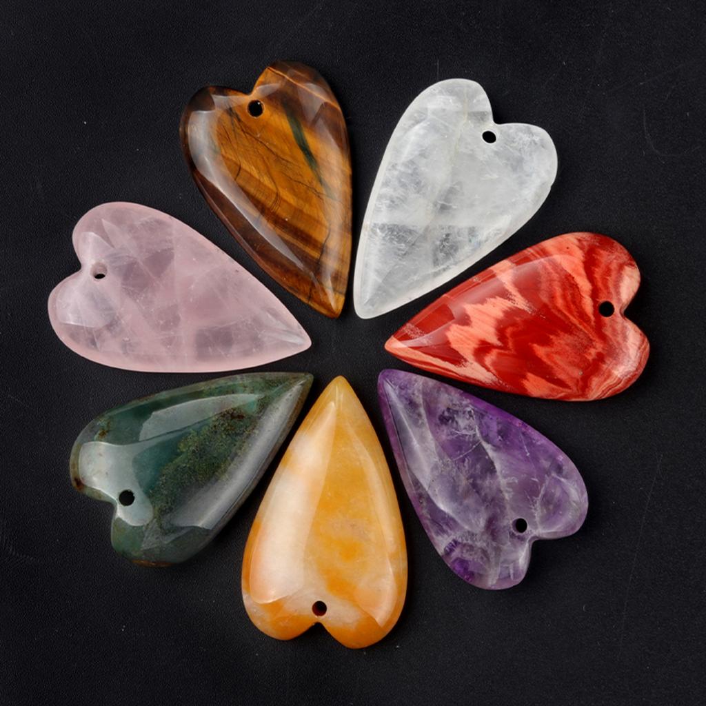 1PC Design Long Heart Stone Pendant Natural Crystal Arrowhead Hearts Amethyst Charms Making DIY Necklace Earrings Jewelry Decor CDN