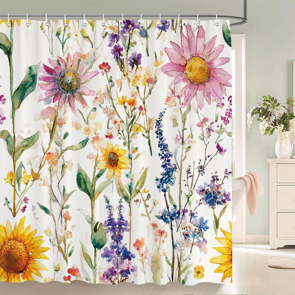 Watercolor Red Roses Flowers And Butterflies Shower Curtain Bath Curtain Printing Bathroom Curtains For Home Decoration Curtain