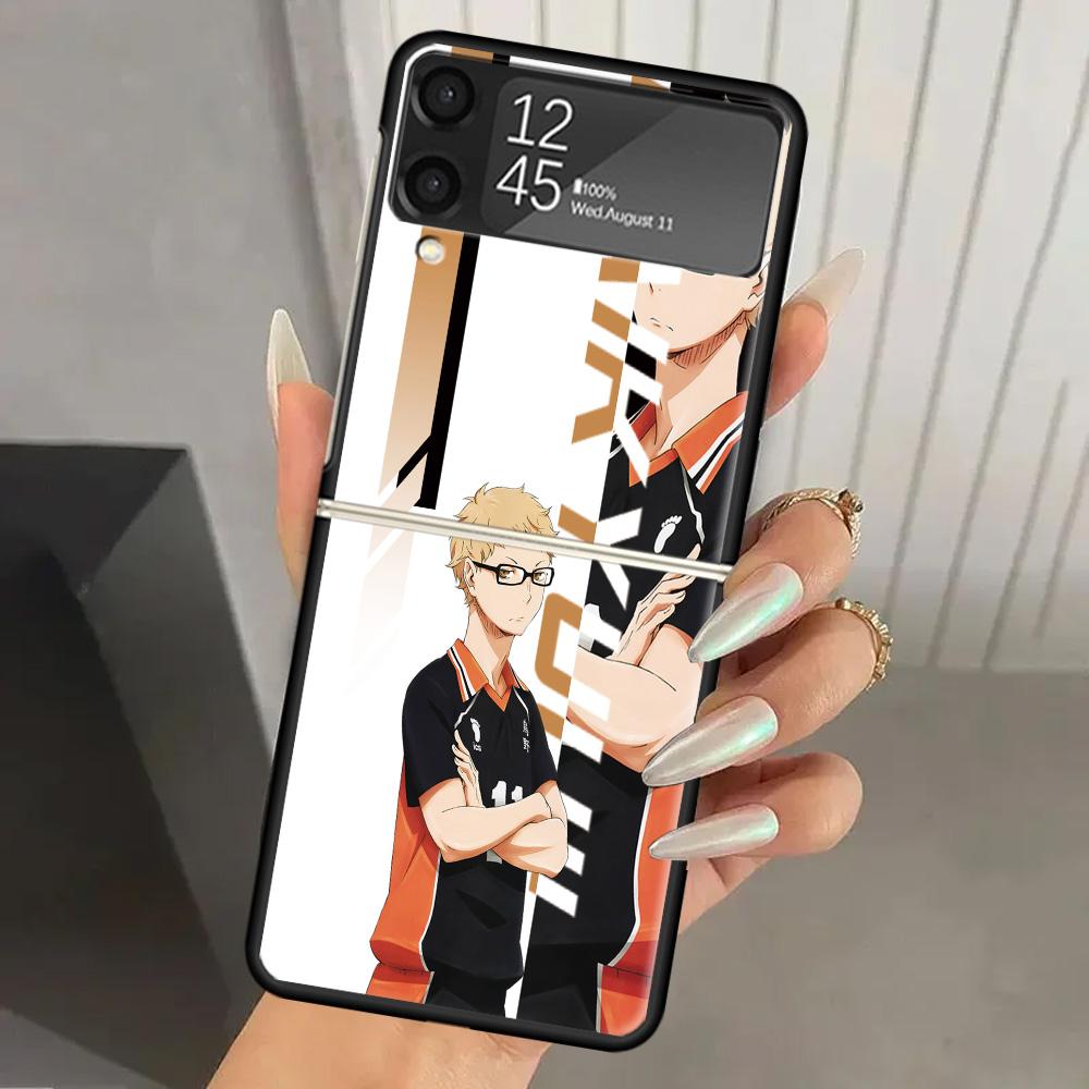 

Чехол для телефона Haikyuu Oya School Volleyball, жесткий PC, для Samsung Galaxy Z Flip 6 5 4 3, черный чехол ZFlip6 Flip5 Flip4 5G Folda Samsung Z Flip 3