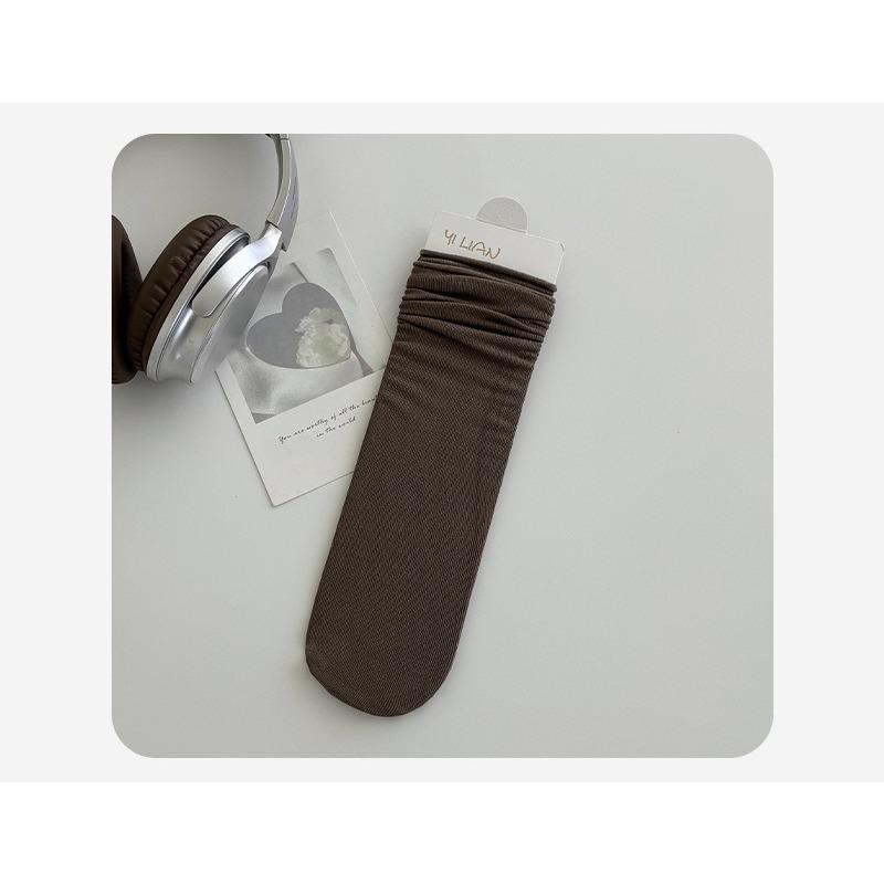 Pure Cotton Women's Summer Thin Pile Socks Solid Color Mid-calf Socks Oxygen Cotton Postpartum Socks Women's Long Socks