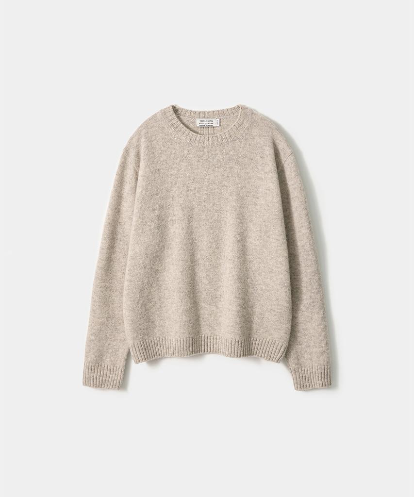 TRIP LE SENS [100% Wool] Pure Light Round Knit_Oat Beige