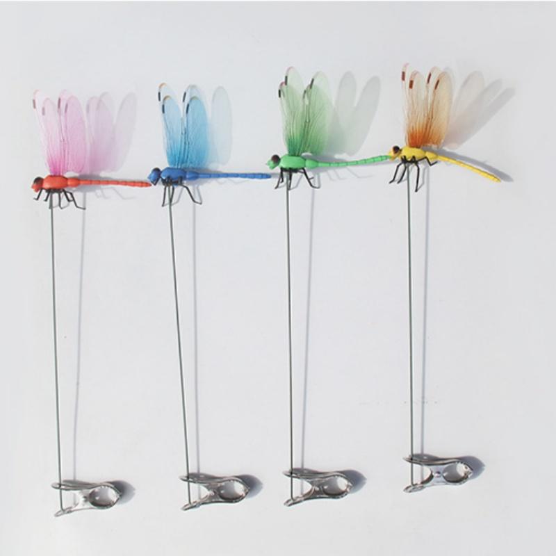 6PCS Fake Dragonfly Clip Waterproof Outdoor 3D Dragonfly Garden Decorative Clips Home Patio Ornaments Crafts Fake Dragonfly Clip