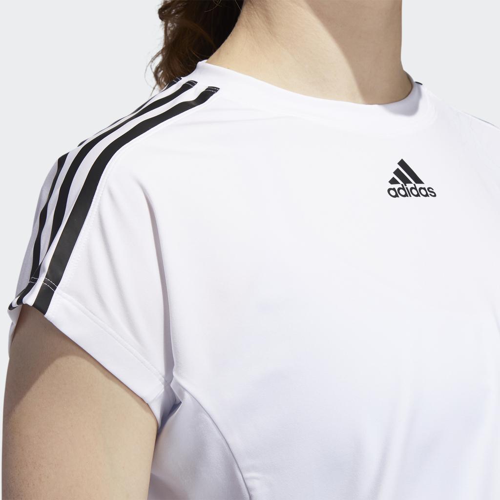 Adidas 3S Tie Tee Training Striped Short Sleeve T-Shirt Women Tops White DX7529