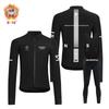 Mens Thermal Fleece Long Sleeve Cycling Jersey Set Winter Bike Riding Apparel With Optional Bib Shorts