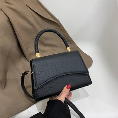 Retro Women Bag Western Style Shoulder Bag Handbag Korean Version Crocodile Pattern Small Square Bag Fashion And Simple Crossbody Bag