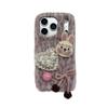Leopard Print Plush Rabbit Case Suitable for iPhone 17 Pro Max iPhone 16 Handle Strap 15 Cute 14/13