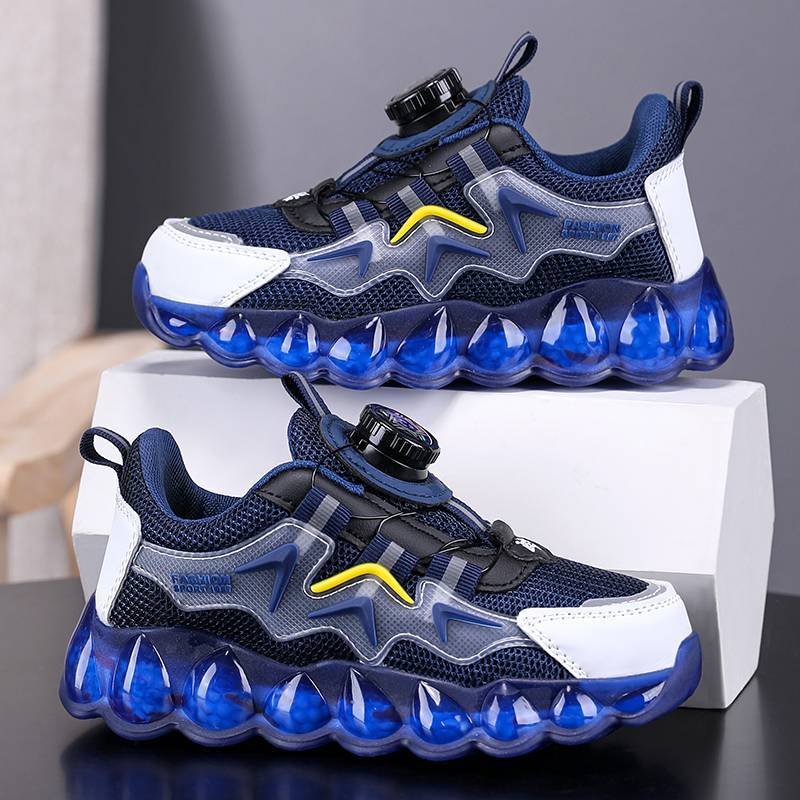 2025 Spring and Autumn New Boys' Sports Shoes Mesh Breathable Non-slip Rotating Buckle Soft Sole Lightweight Shoes Tide