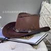Leaf Rivet Belt Western Cowboy Hat Women's Spring and Summer Outdoor Travel Sunscreen Shade Mountaineering Men's and Women's Top Hats