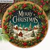 Merry Christmas Wooden Sign with Snow House Pattern - Navidad Wooden Sign for Front Door, Yard, Balcony, Window Decor - Ideal Christmas Gift