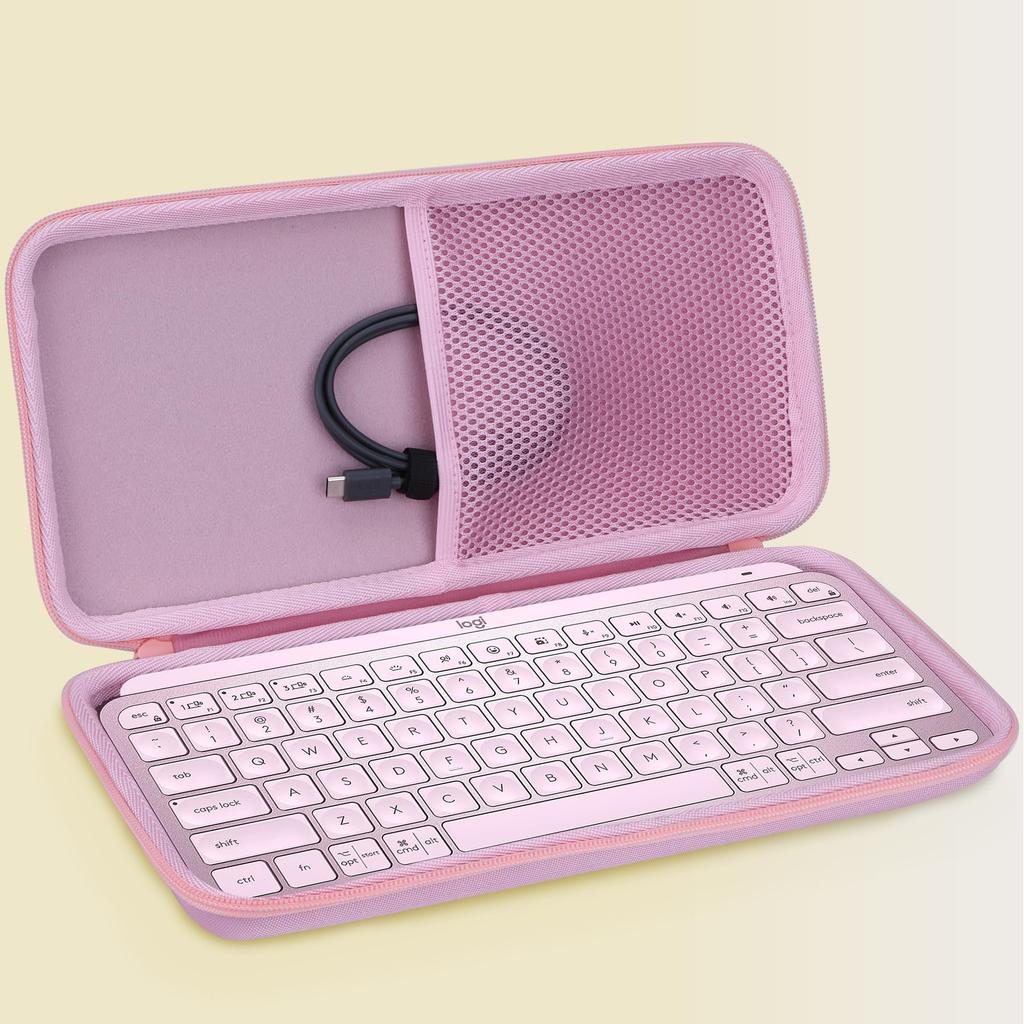 Lebakort Storage Case Compatible with Logitech MX Keys Mini Keyboard KX700 Wireless Keyboard (Pink Case)