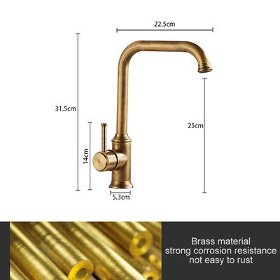 Antique Bronze Kitchen Faucet Hot Cold Water Mixer Crane Deck Mounted Single Hole Kitchen Sink Tap 360 Rotation EL908