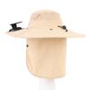 Solar Fan Hat 2 Fan 3 Speed Rechargeable Wide Brim Sun Hat for Outdoor Activities Khaki Color