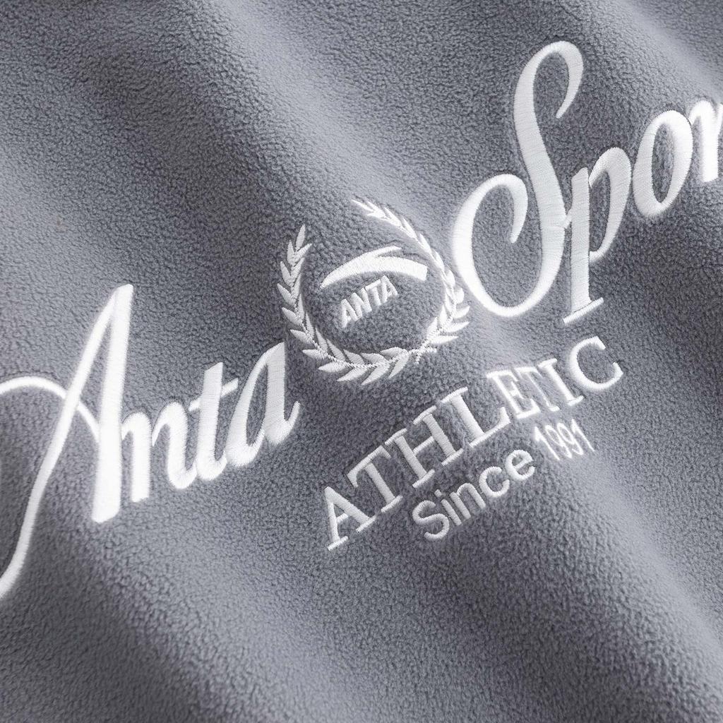 Anta Lifestyle Series Hooded Color Block Sweatshirt 2025 Winter Men Sweatshirt Steel-Gray 952548704-1