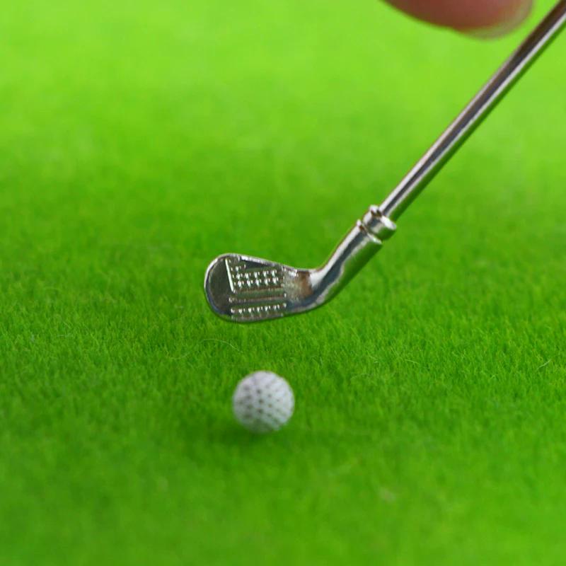 New 1 Set Miniature Golf Clubs Small Golf Kit Dollhouse Mini Decorative Golf Club Model Toy Scene Prop Diy Accessories