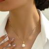 New European and American Popular Jewelry, Simple Design Pearl Neck Chain Earrings, Elegant Temperament Necklace Set