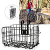 Strong Black Iron Mountain Bike Folding Front Basket Foldable Rear Hanging Wire Bag Bicycle AccessoryBlack Thicken