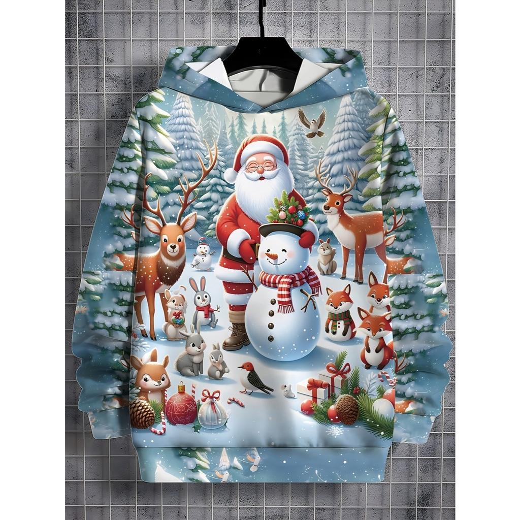 Boys' Novelty Top, Christmas Element Printed Top, Creative and Innovative Christmas Spring and Autumn Essential Top
