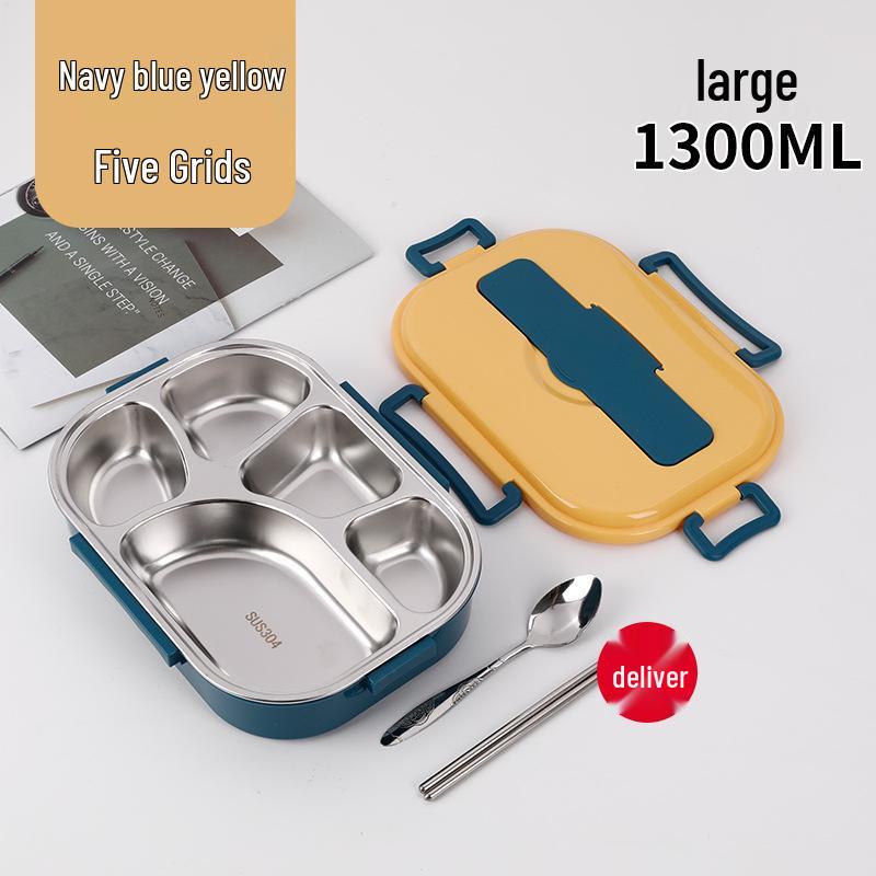 Fiambrera Bento Portátil de Acero Inoxidable 304 con Separadores – Gran Capacidad, Diseño de Hebilla Cuadrada, Estilo Nórdico para Estudiantes