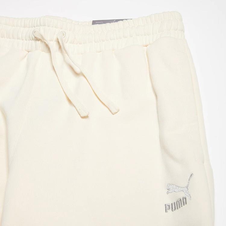 Puma Breathable Cotton Lace-Up Casual Knitted Sports Pants Women bottoms Beige 539757-97