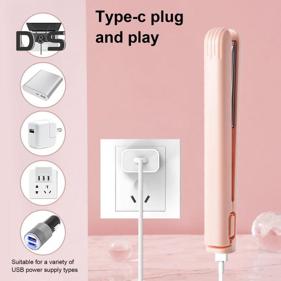 Portable USB Hair Straightener Fast Heating Electric Curling Iron Straight Curly Hair Bangs Mini Curling Wand Travel Women Hair Styling Tool