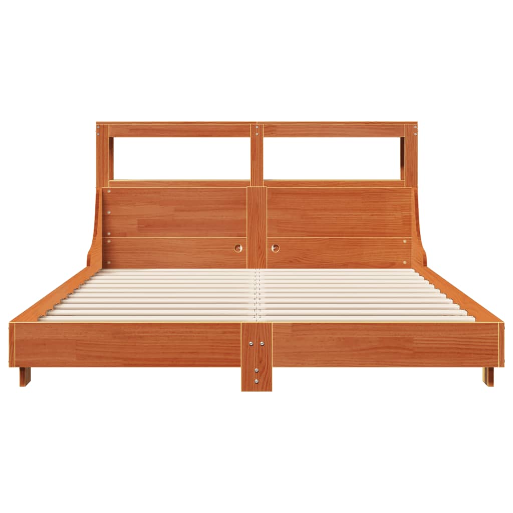 Vidaxl Bed Frame Without Mattress, Waxed Brown, 150X200 Cm, Solid Pine