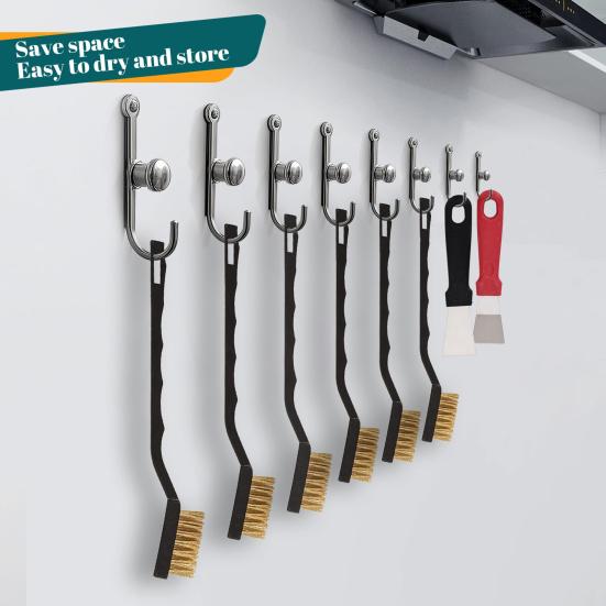 22Pcs/Set Wire Brush Ergonomic Handle Stainless Steel Bristle Brush Rust Removal Cleaning Metal Parts Cleaning Tool