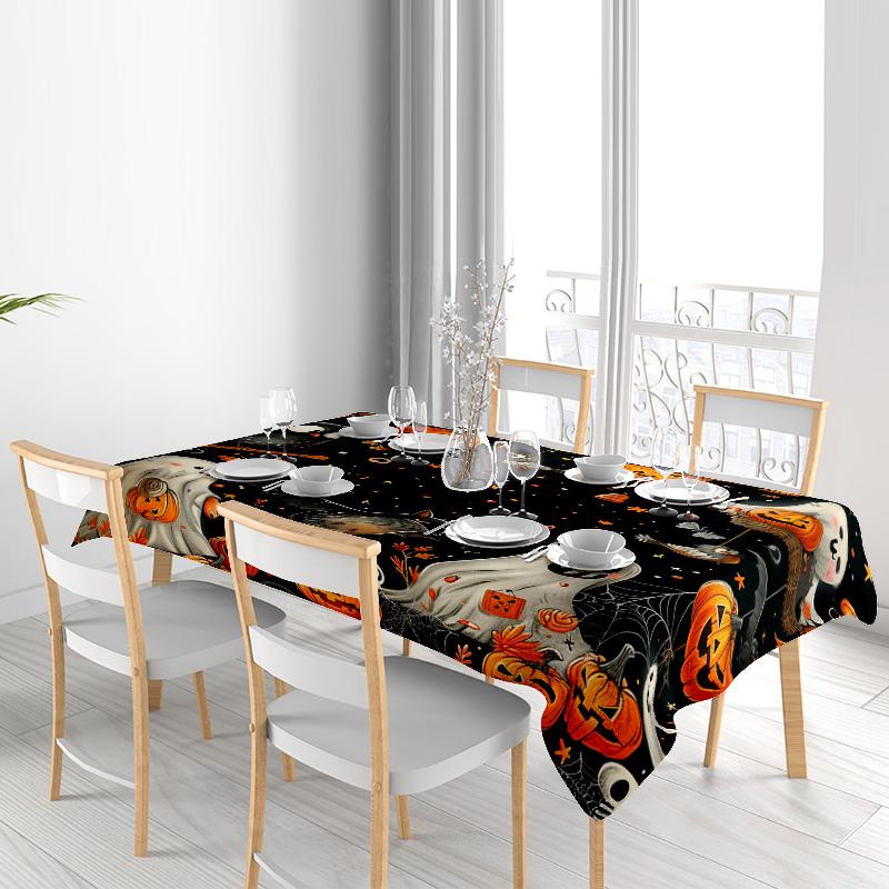Halloween Tablecloth Printed Pumpkin Skull Ghost Print Decorative Halloween Festive Dining Table Cover for Party Decoration