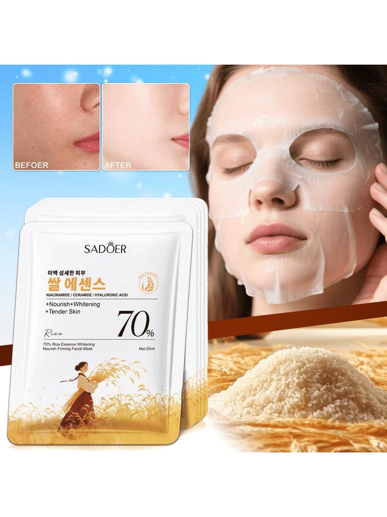 1/3/5/10PCS Rice Essence Mask, Nourishing And Firming, Hydrating,Brightening Smooth,Improve Dryness