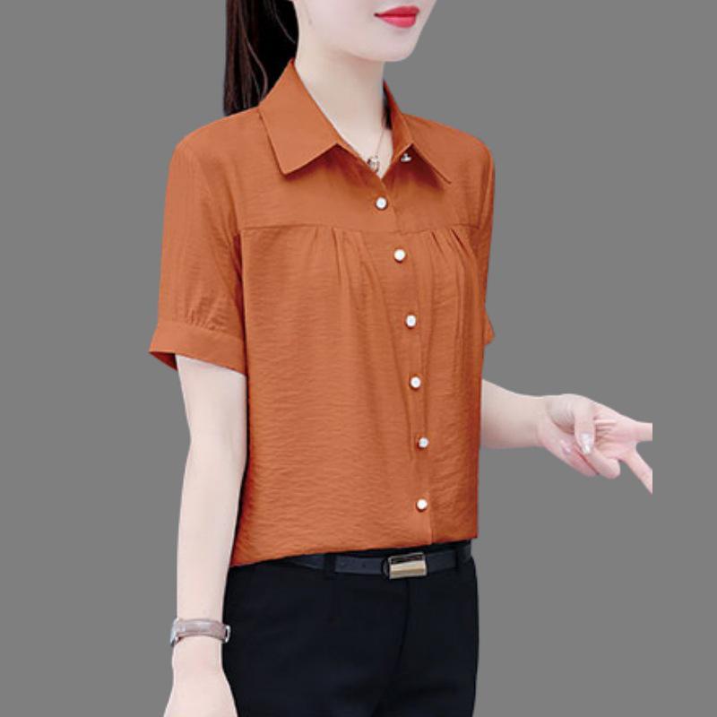 Stylish Women's Short-Sleeve Tummy-Concealing Summer Shirt - Casual Loose Fit