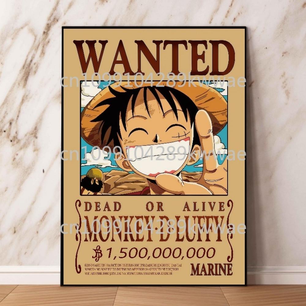 

One Piece Wanted Poster Iconic Straw Hat Pirate DEAD OR ALIVE Bounty Text Ideal for Bedroom Anime Collection Fans 74x94cm(29x37in)