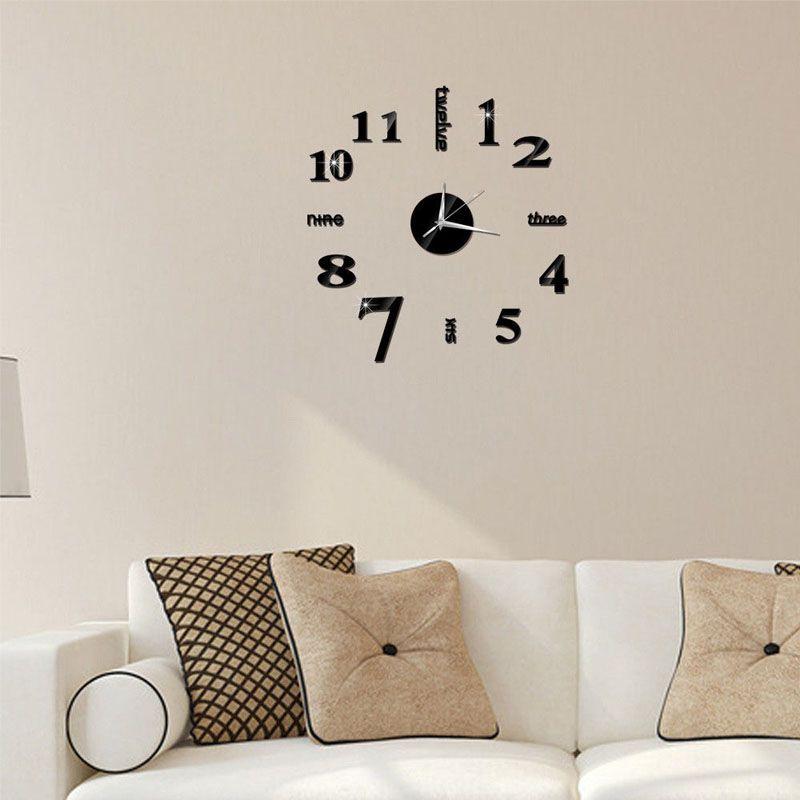 Modern Diy Analog 3d Mirror Surface Number Wall Clock Sticker For Home Decor