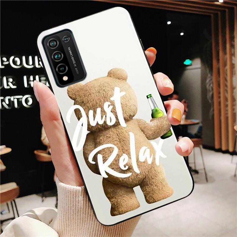 Cute Teddy Bear Beer Phone Case for Huawei Honor 50 10X Lite 20 7A 7C 8X 9X Pro 9A 8A 8S 9S 10i 20S 20lite 7X 10 Lite