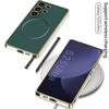 Custodia Magnetica Elettrolaccata per Telefono Magsafe per Samsung Galaxy S25 Ultra Copertura Protettiva Antiurto in Ecopelle PU