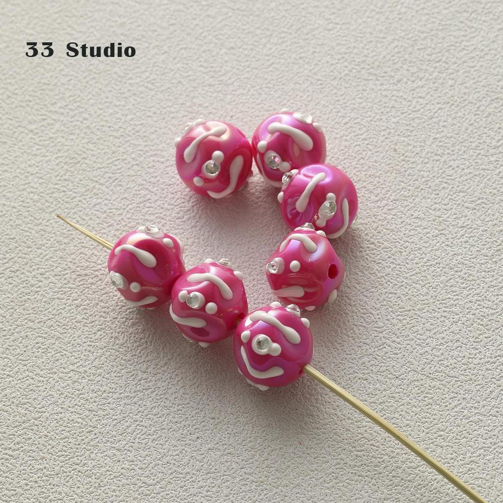 Pure Hand-painted Beads Stickers Diamonds Set Pearl Diy Jewelry Accessories Material Package Beads Car Pendant Cell Phone Chain Beads