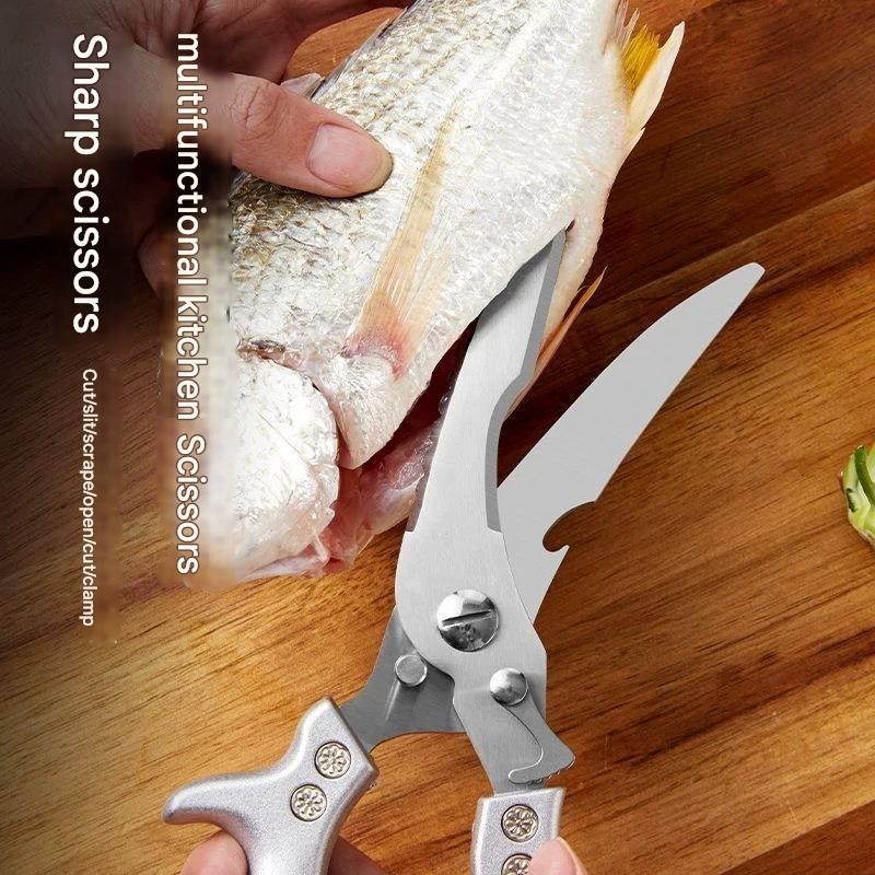 Multifunction Kitchen Scissors Stainless Steel, Heavy-Duty Household Meat, Fish, Chicken Bone Cutting Shears