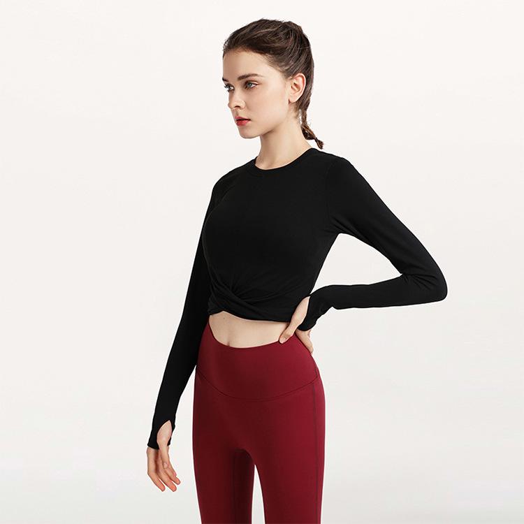 

Autumn/Winter European & American Bare-feel Running & Yoga Long-sleeve Thumb Hole T-shirt XL