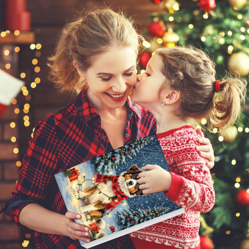 2D Acrylic Puppy Pendant Christmas Ornaments Advent Calendar 24-Day Countdown Calendar Dog Charm For Christmas Tree Decoration