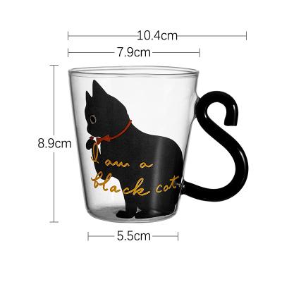 250ML Cute Cat Heat-resistant Glass Coffee Mug Drinking Water Milk Tea Beverage Cup Cartoon Juice Cups Gift Home Office Supplies