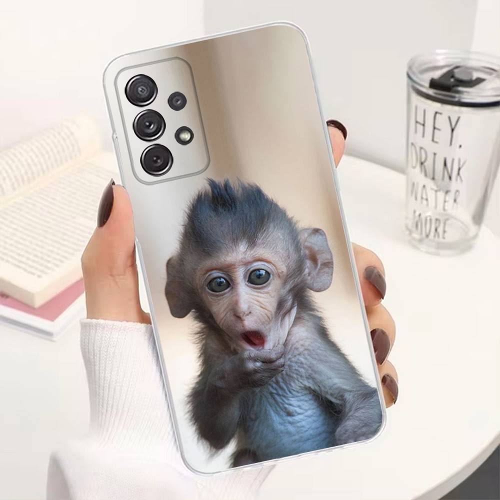 Cute Funny Monkey For Samsung A30,51,71,S9,Ultra,S20,FE,21,PIus,10,22,Lite,23,Transparent, Silicone Case