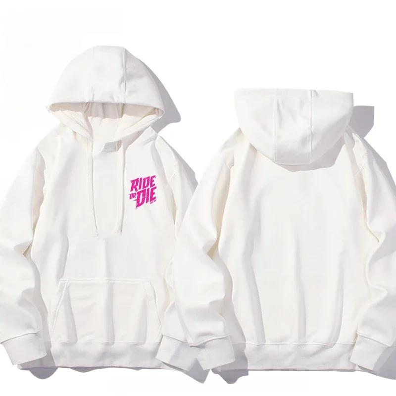 Men's Hoodie with Ride or Die Lettering Personalized Print Adult Pullover Sweatshirt Street Casual Hip-Hop Long-Sleeved Top