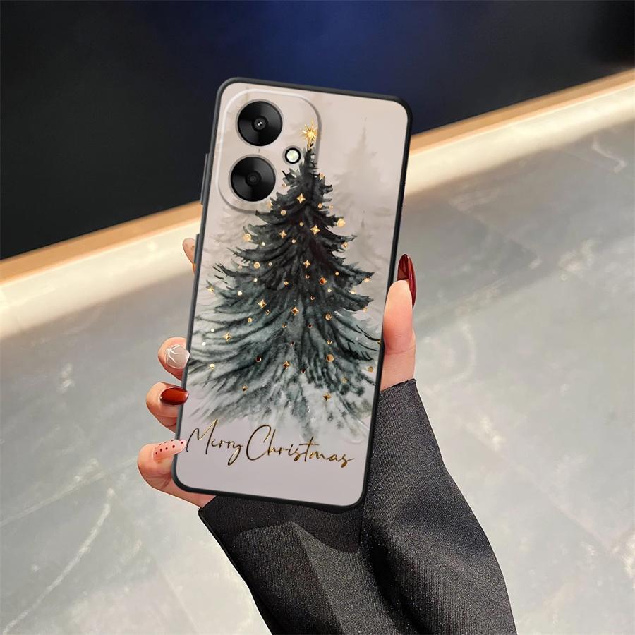 Cartoon Christmas Tree Black Soft Phone Cover Case for Xiaomi Redmi A4 10 13C A3 9 K40 K80 Pro A1 A2 Plus 12C 14C A5